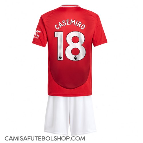 Camisa de time de futebol Manchester United Casemiro #18 Replicas 1º Equipamento Infantil 2024-25 Manga Curta (+ Calças curtas)